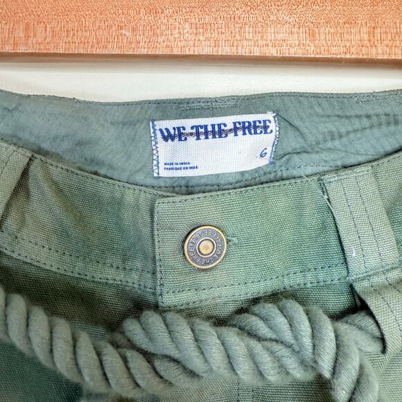 NEW We The Free People Electric Sands Embroidered Pants Women's Size 6 Green - Picture 7 of 8